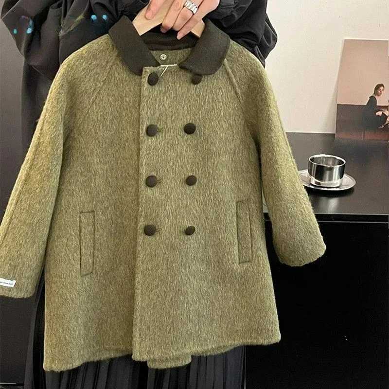 Childrens Clothing 2024 Winter New Fashionable Double sided Wool Coat Childrens Wool Coat W241023