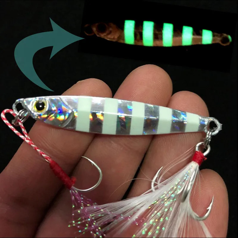 Fishing Glow Jigs 15g6cm 7g10g20g25g Jigbait Lure Shore Cast Decoys Metal Bait Artificial Lures 1 Piece Sale 241024