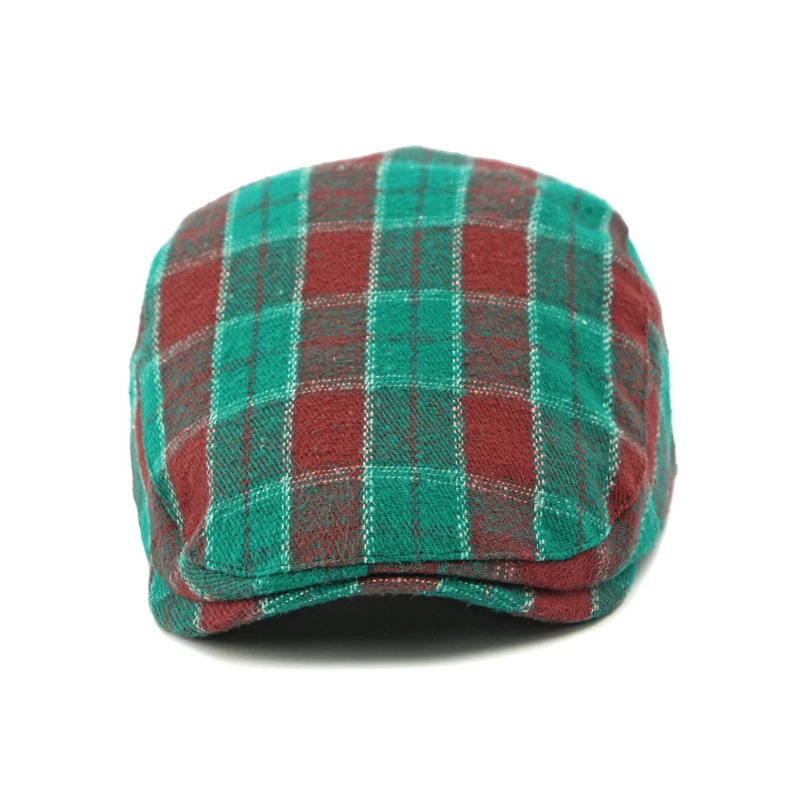 Unisex Vintage Checkered Beret Hat Reversible Cotton sboy Cap for Spring and Fall Style 241010