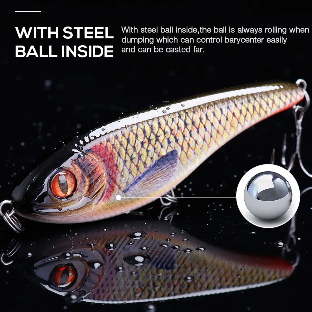 TREHOOK 21g 9cm Jerkbait Rattlin Vib Fishing Lure Sinking Wobblers Pike Artificial Lures For Tackle Jerk Bait Pesca 241024