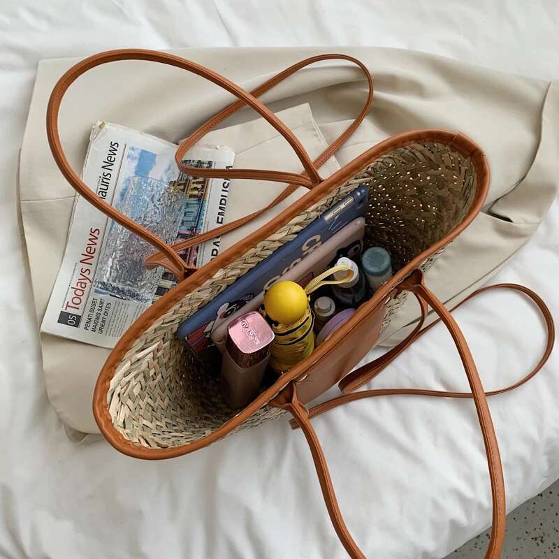 Designer Straw Handbags - hot Woven Beach Tote Women, Large Capacity Summer Crossbody Bag, Fashionable Korean-Style Handbag, Lightweight for Daily Use