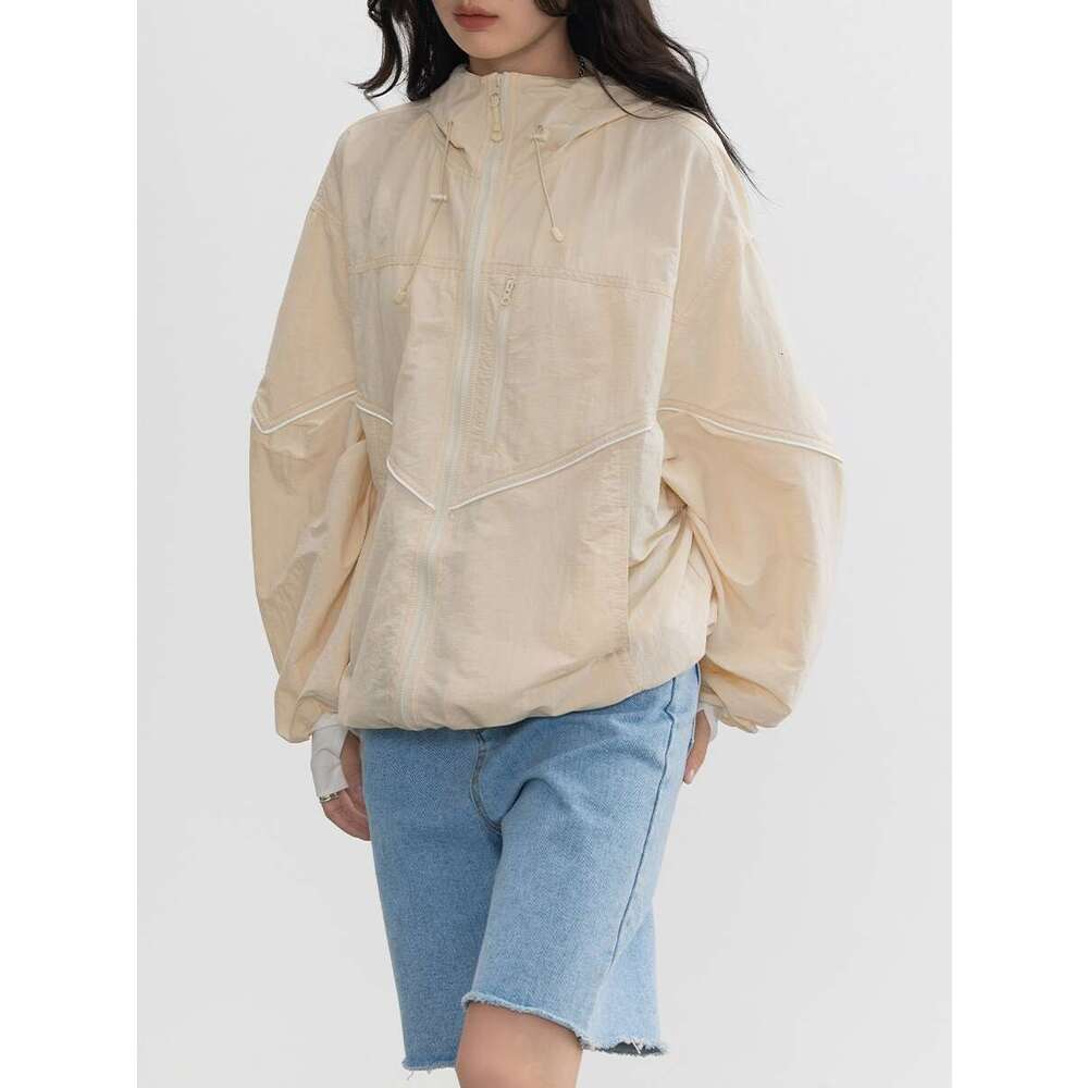 CHIC VEN Women's Jackets Thin Casual Loose Hooded Coat Long Sleeve Ladies Tops Streetwear Female Sunscreen Clothing Summer 2023