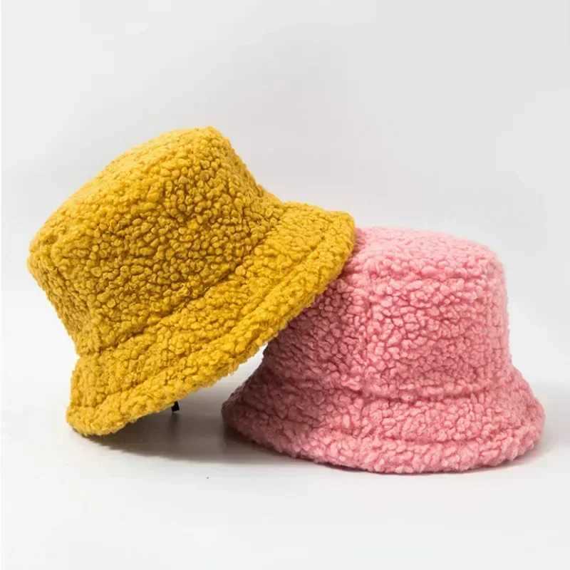 Smooth plush sheepskin hat solid color lace fashion sheepskin hat womens casual warm fisherman hat X241023