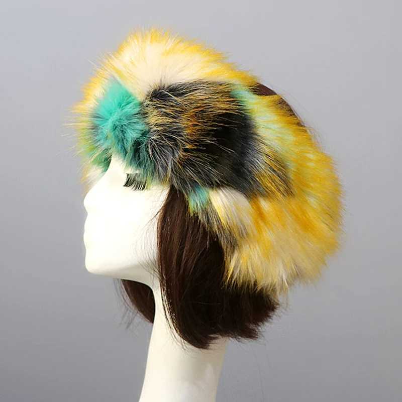 Colorful fur fluffy synthetic fur belt warm winter hat warm Bber Russian hat earmuffs for girls outdoor skiing snow earmuffs X241023
