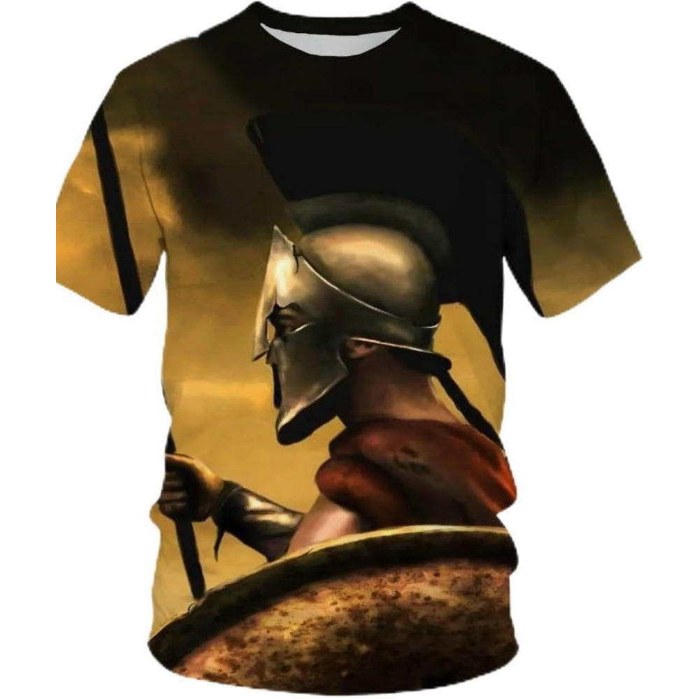 Mens T shirt Model Graphic Spartan Print 3D Casual Male Shirt Around The Neck Oversized Short Sleeve Men's T-Shirt Sport Clothing tee Casual tops