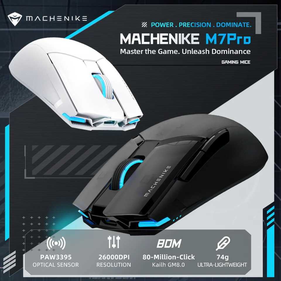 Wireless Gaming Mouse Machenike M7 Pro PAW3395 26000DPI 74g RGB For Laptop PC Mouse Gamer Kailh Switch Programmable RechargeableLX241024