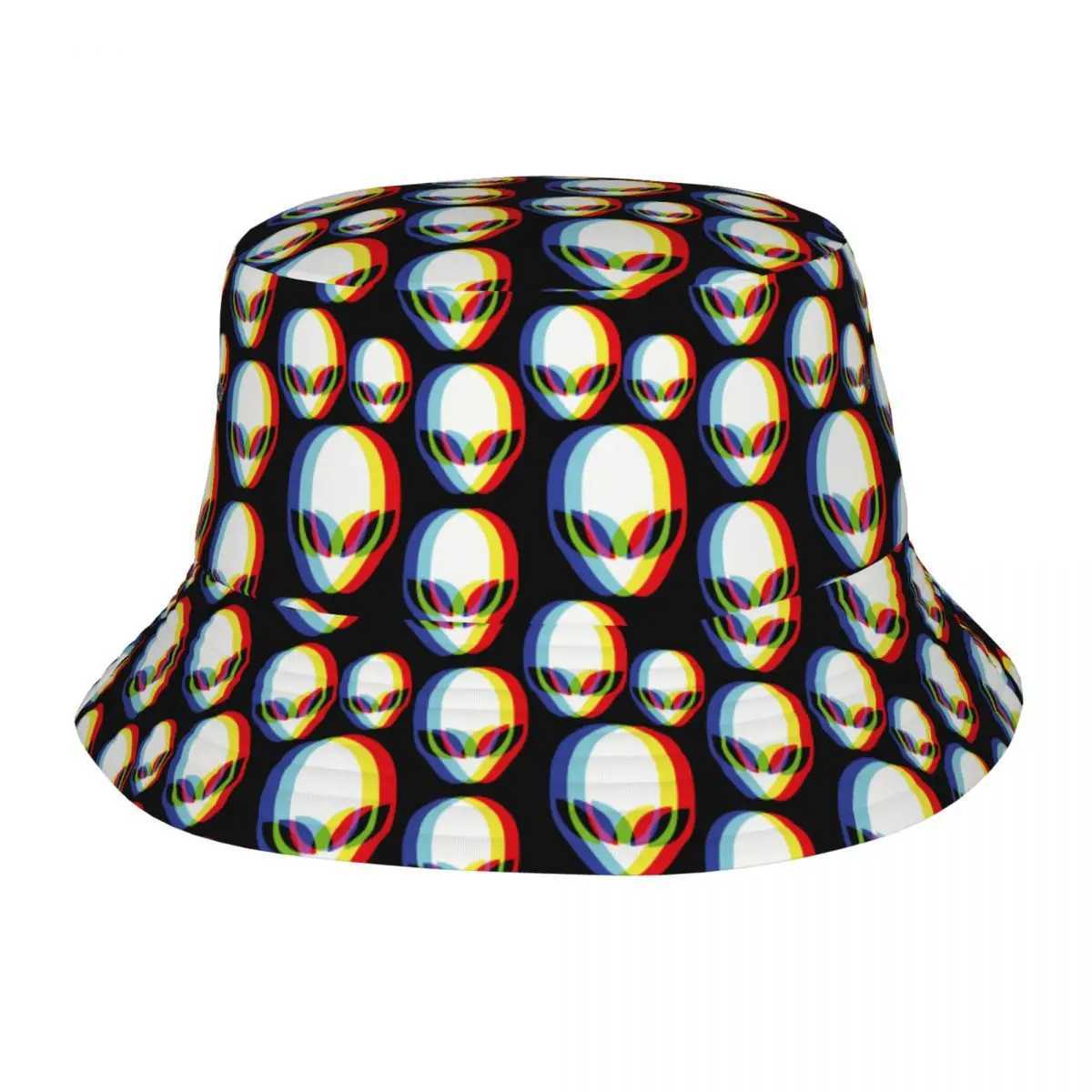 Hip hop 3D alien fashion bucket hat mens text fishing hat Trippy Aliens Merch Vocation vacation suit aesthetics X241023