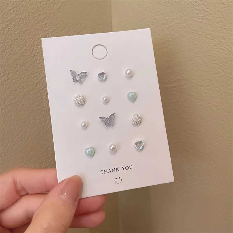 S925 Silver Needle Butterfly Opal Heart Stud Earrings for Women Girls New Candy Color Bowknot Pearl Stud Earrings Jewelry GiftsX241023