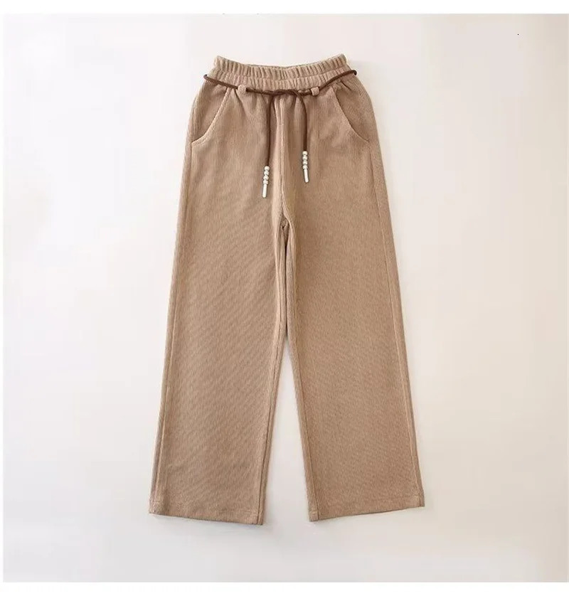 Autumn and Winter Corduroy Trousers Girls Velvet Wide Leg Sports Pants Fashion Loose Casual Pants Childrens Sports Straight Pants 241024