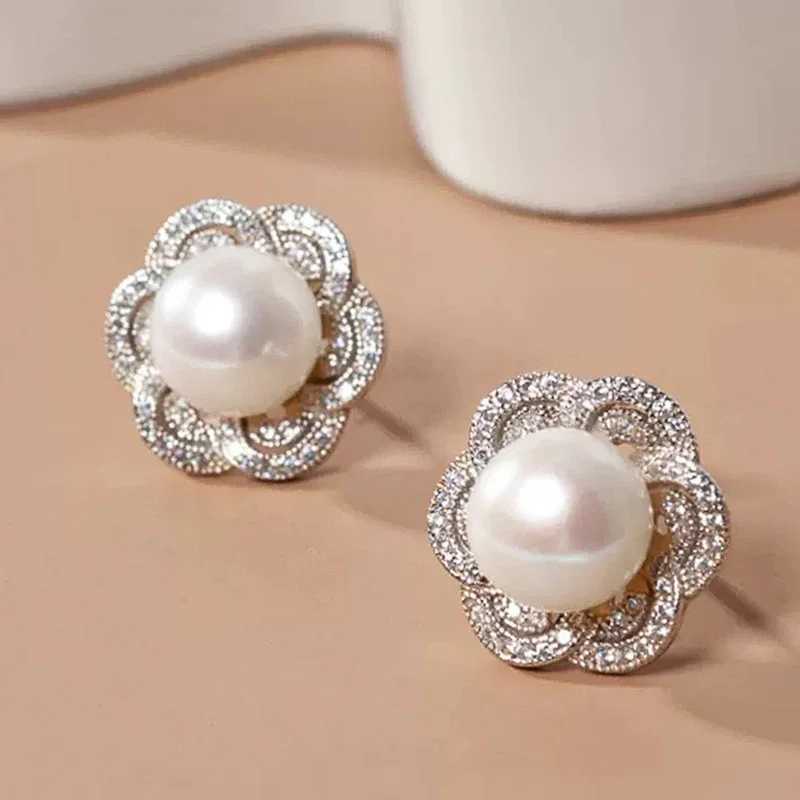 CAOSHI Delicate Simulated Pearl Stud Earrings for Women Silver Color Jewelry for Engagement Ceremony Elegant Lady AccessoriesX241023