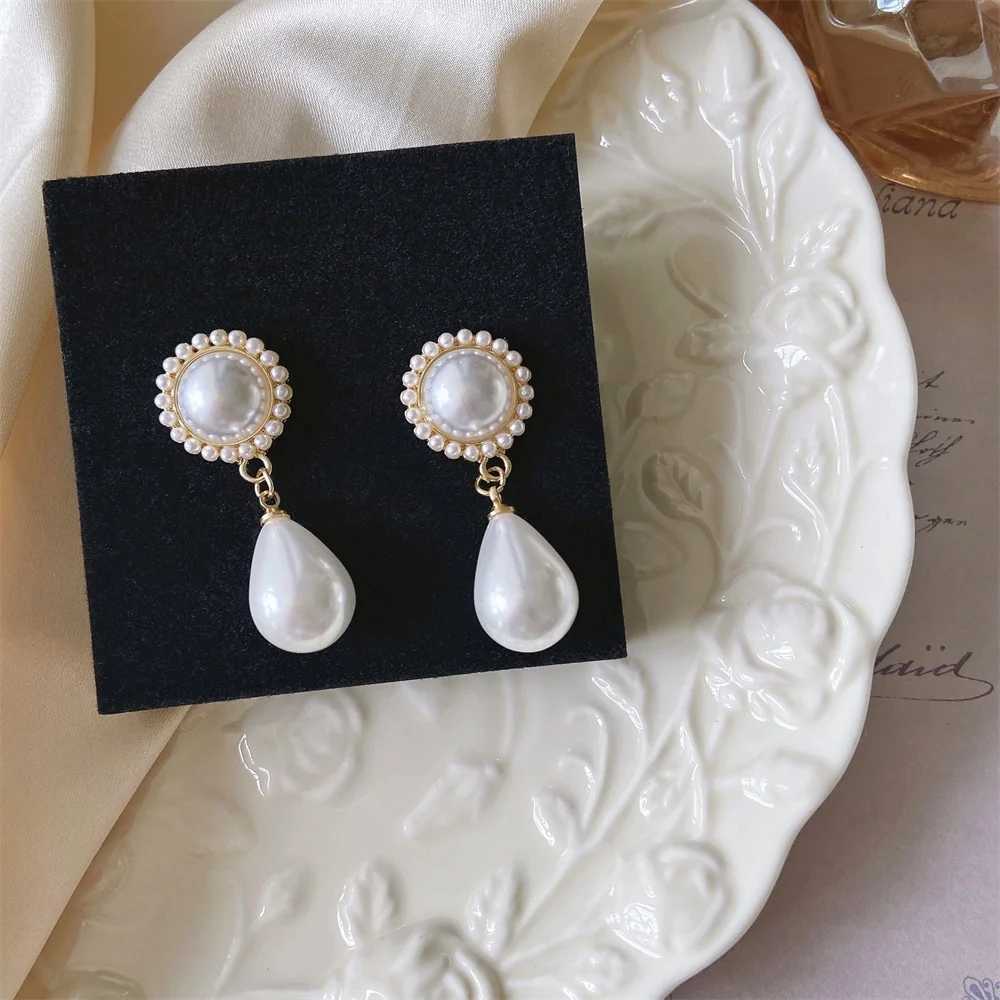 Water Drop Simulated Pearl Dangle Earrings for Women Fashion Ladies Ear Accessory Vintage Wedding Engagement Party JewelryX241023