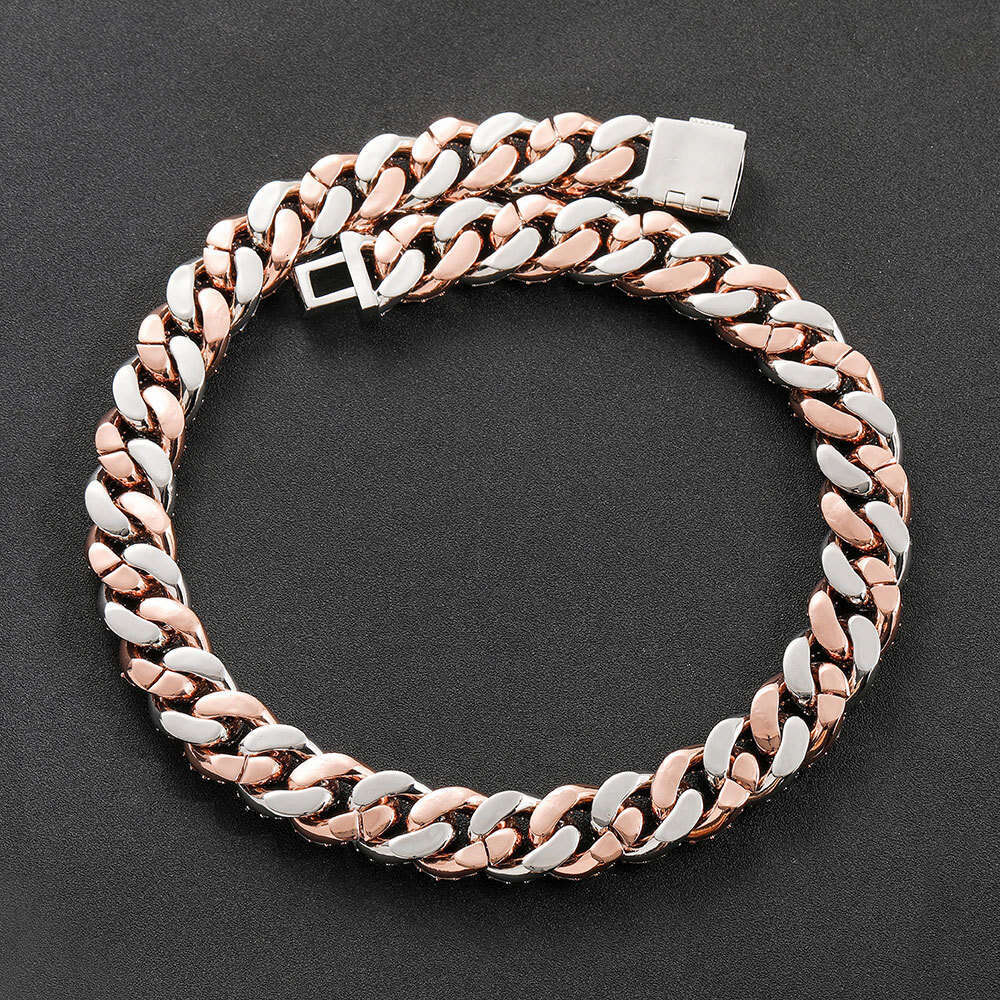 hip hop 21mm flip cuban three rows of t shaped collarbone chain exaggerated personality ins men's necklace