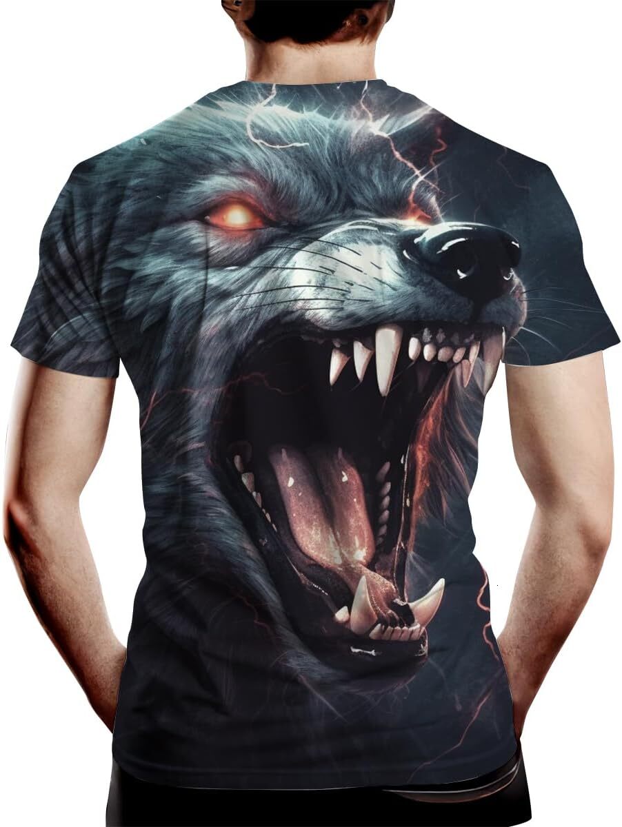 Mens T shirt Men's Novelty T-Shirt Wolf Graphic Print Sporty and Casual Tee Top tee Casual tops summer clothes cool