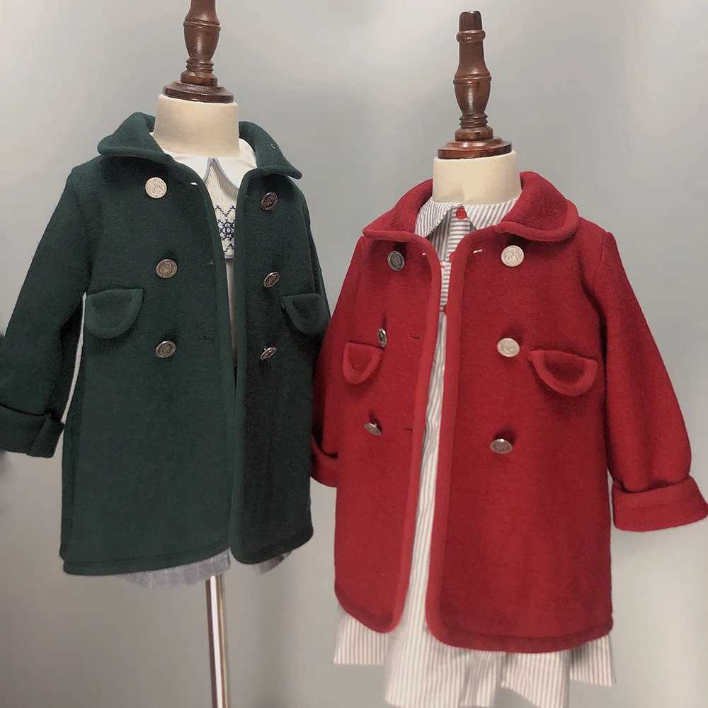 Girls outerwear boys outerwear wool winter green red warm ultra-thin Christmas Eid al Fitr clothing British Royal Sled childrens retro clothing W24102