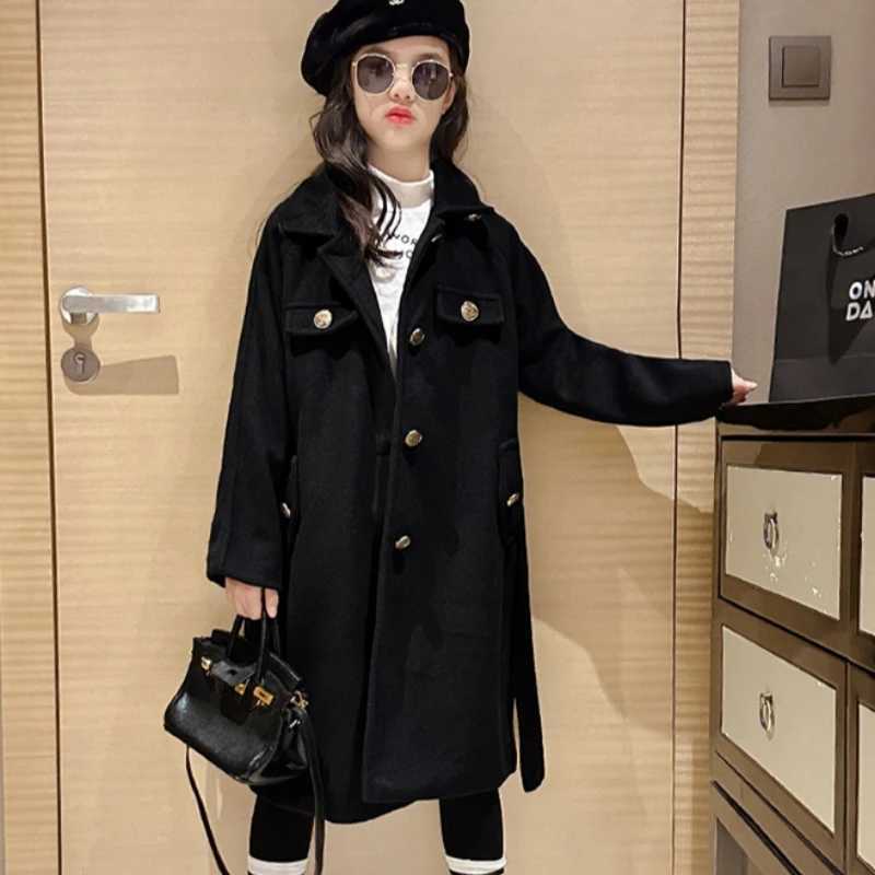 Womens wool coat jacket windproof jacket 2023 simple warm thick winter cotton Par Plus size childrens clothing W241023