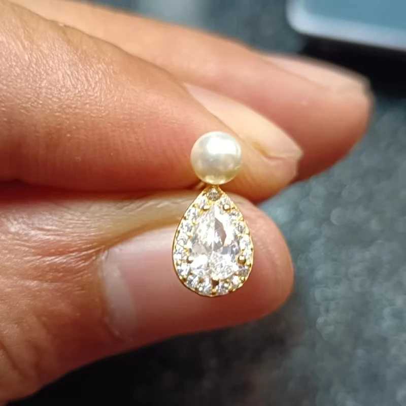 Pearl Upscale S925 Silver 14k Gold Jewelry Real Gold Earrings Zircon Pearl Twist Luxury Stud Earrings for Women BrincosX241023