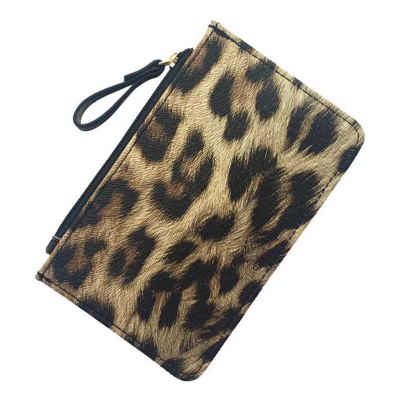 New Leopard Pattern Leather Zipper Coin Wallet suitable for both women and men ultra-thin card wallet commercial card holder beautiful gift bag Z25041