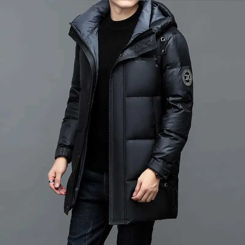 Men's Down Parkas -30 New Fashion Mens 90% White Hooded Duck Down Jacket Mens Thick Temperature Waterproof Parka Coat Q241023