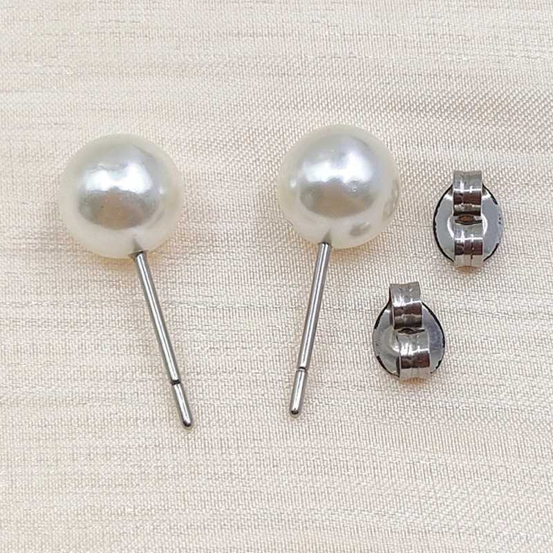 2 pearl earrings with perforated genuine G23 titanium 3-8mm pink and small pearl earrings suitable for womens jewelry non allergenic earrings W241023