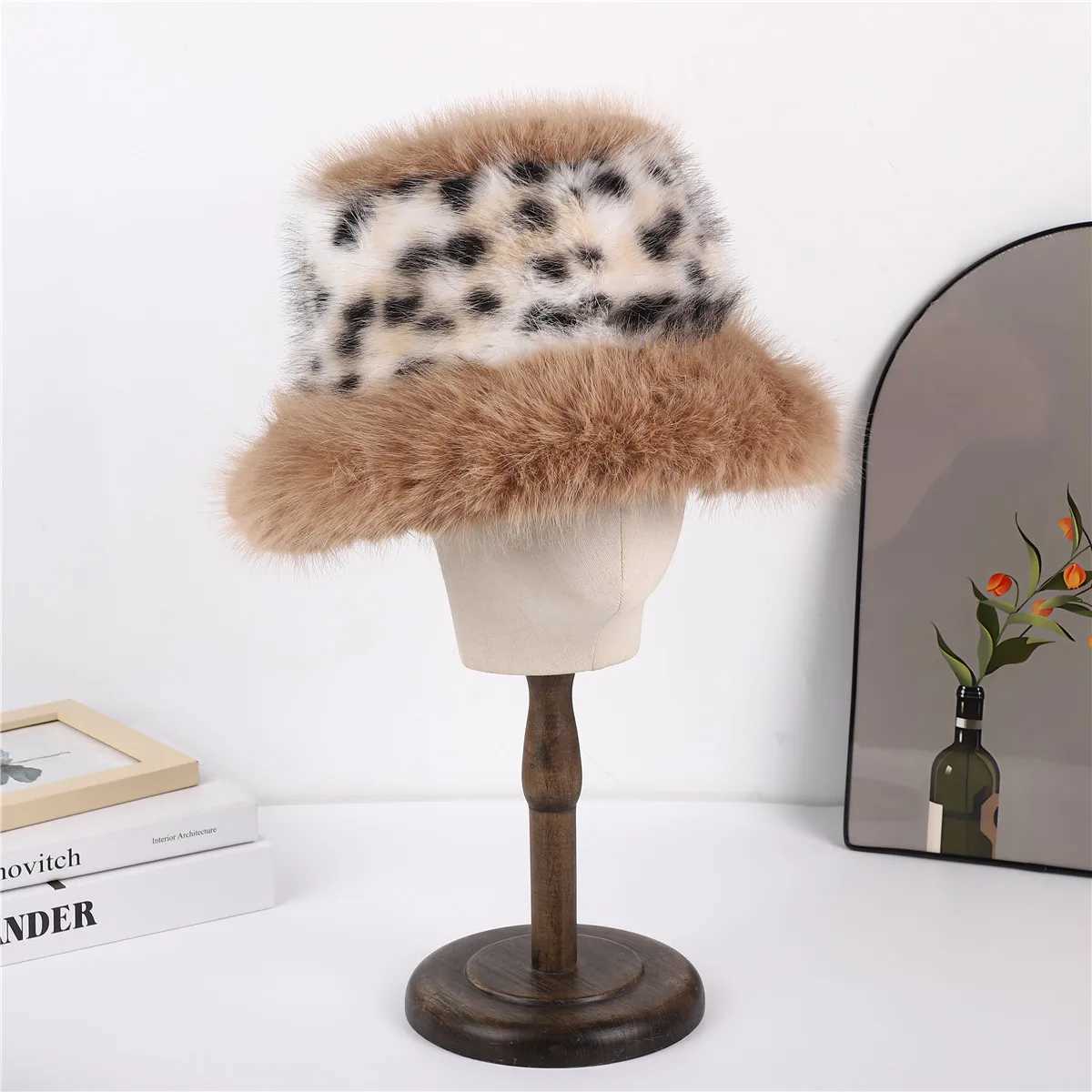 Wens fur bucket hat winter hat plush ear protection hat windproof and warm equipment fashionable Fem Panama hat X241023