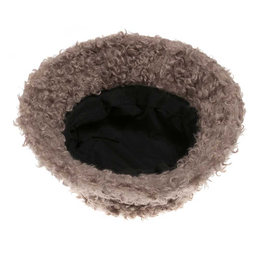 Winter Warm Wool Bucket Hat Mens Windproof Panama Hat Thick Plush Fishermans Hat Brown Beige Text Hat Bob Hme X241023