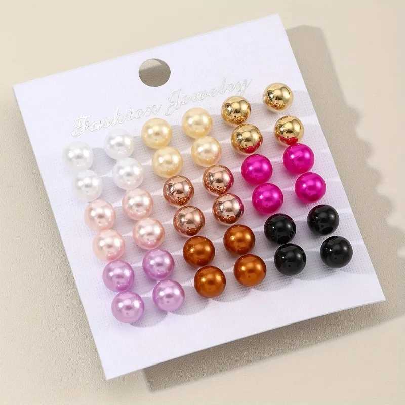 18 pairs of mini summer womens colorful pearl earring set suitable for parties with fashionable girl earrings W241023