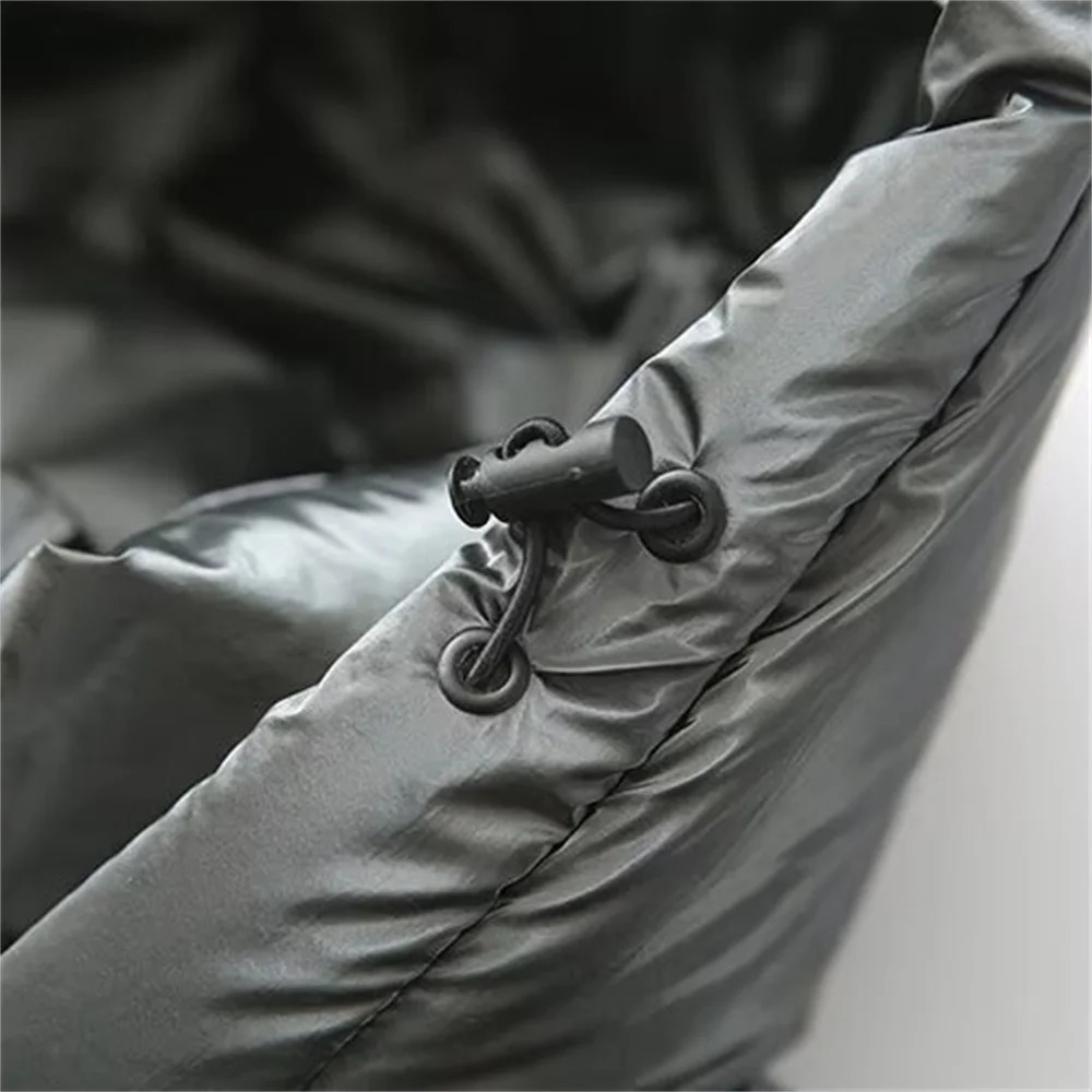 PB ZAs womens fashionable hooded long sleeved warm cotton jacket for early 241024