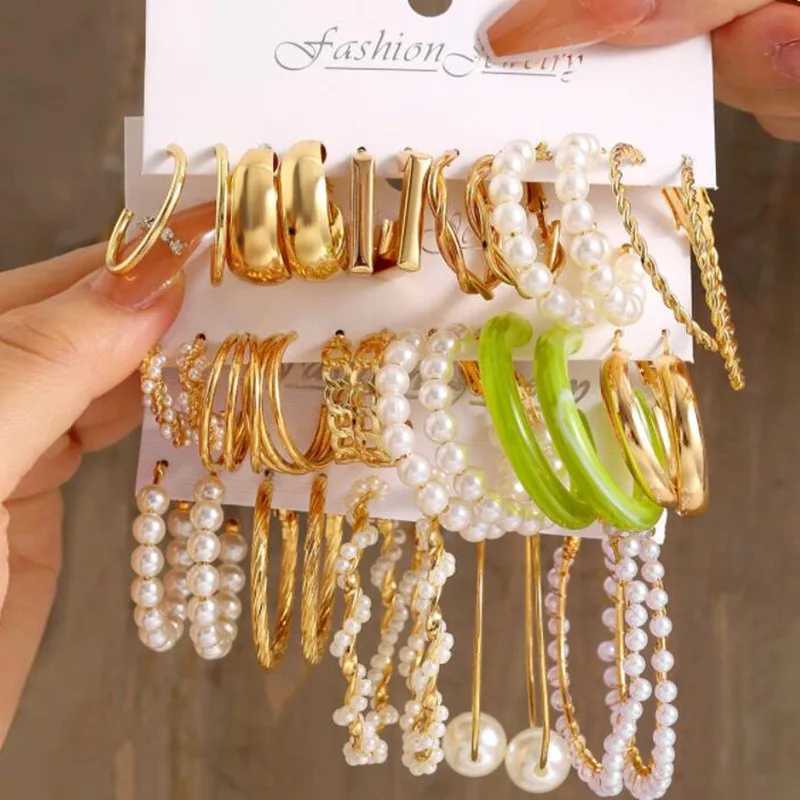YOBEST Big Gold Color Pearl Drop Earrings for Women Acrylic Ring Earring Set Womens Wedding Jewelry Gifts New Fashion 2024 W241023