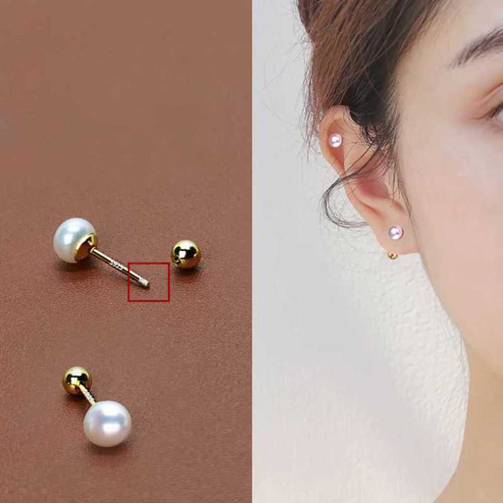 1Pcs Rod 3/4/5/6/7mm White Round Pearl Ear Ring Stud Stainless Steel Helix Piercing Tragus Conch Piercing Cartilage EarringsX241023