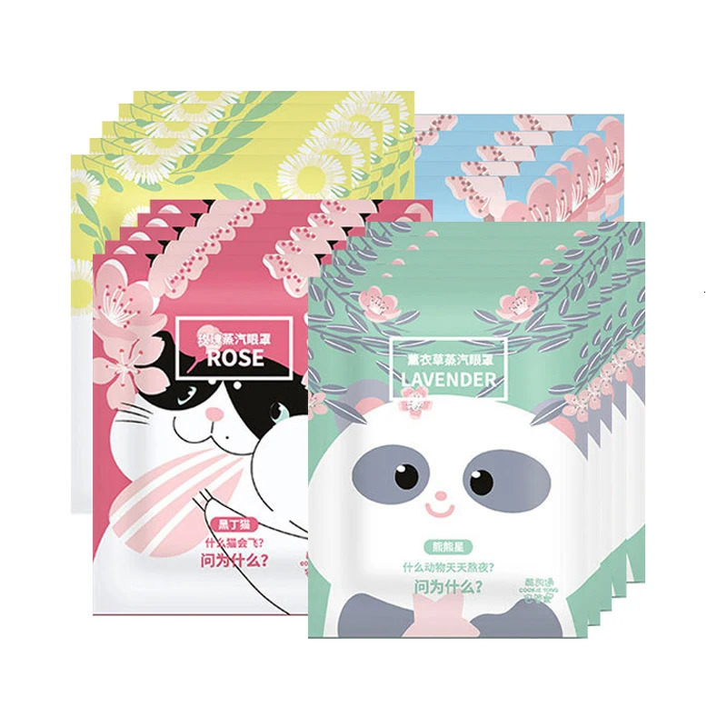 20pcs cartoon steam sleep facial mask compressed lavender plant perfume sleep eye mask Spa anti dark circulation relax eye mask 241024