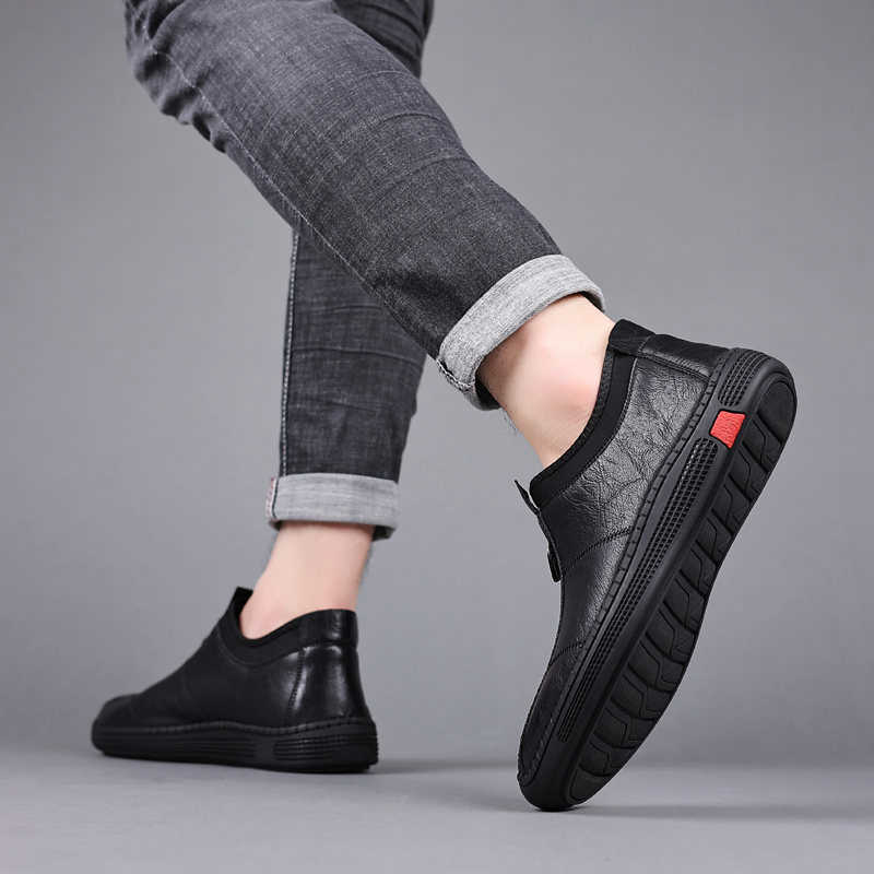 Men Dress Shoes Mens Leather Shoes Business Dress Casual Shoes British Style Korean Version Low Cut Breathable Driving Leather Shoes Bean Shoes Work S