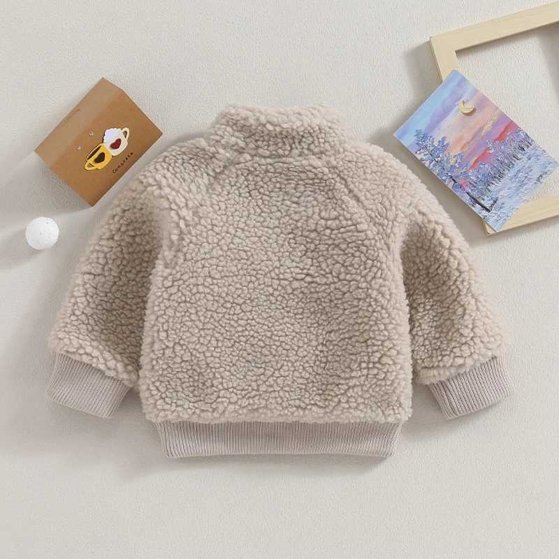 Preschool boys and girls wool jackets faux fur coats warm Sherpa lined jackets newborn autumn and winter clothing jackets W241023