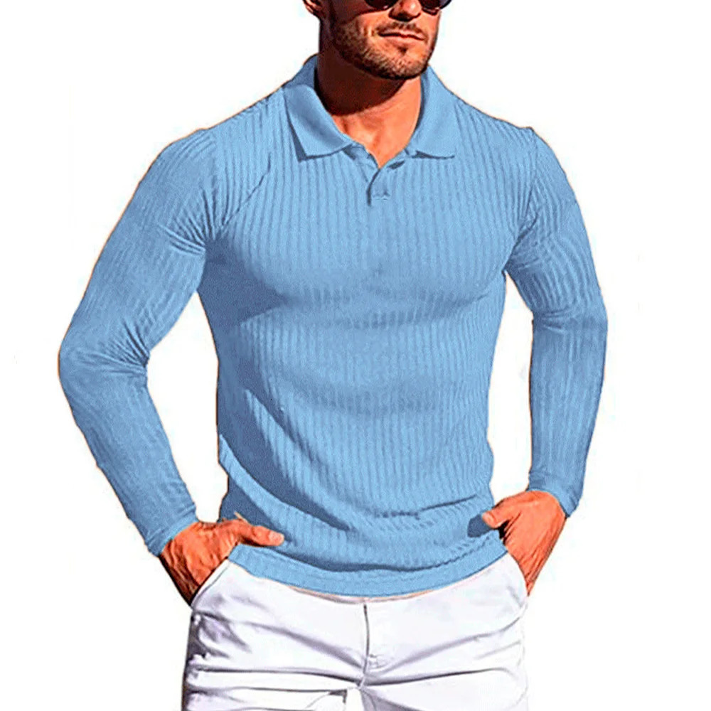 Cotton long sleeved mens T-shirt high-quality slim fit collar autumn mens bottom shirt mens T-shirt 241024