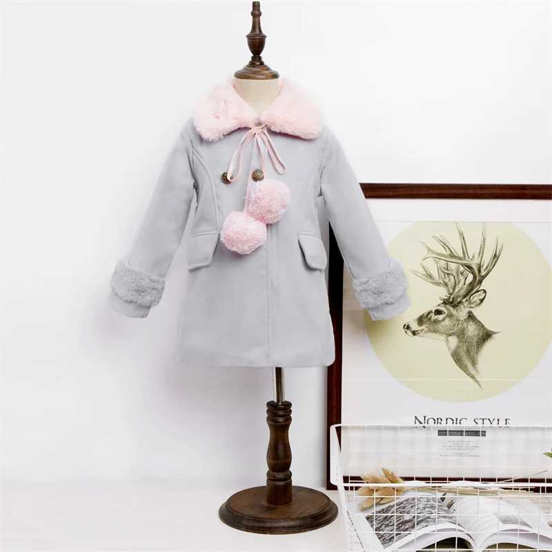 Womens wool coat jacket cotton coat windproof 2023 classic warm thick velvet winter autumn Par childrens clothing W241023