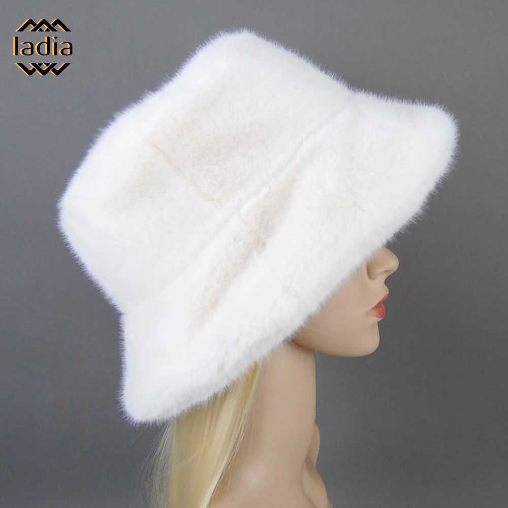 Winter autumn warm bucket hat fluffy wide mane soft thick ear protection faux fur elegant hot fishermans hat X241023
