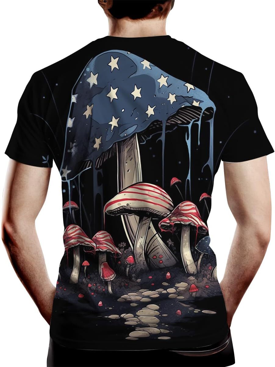 Mens T shirt Men's Fantasy Mushroom Graphic Creative Novelty 3D Print Casual tops summer clothes Breathable trend