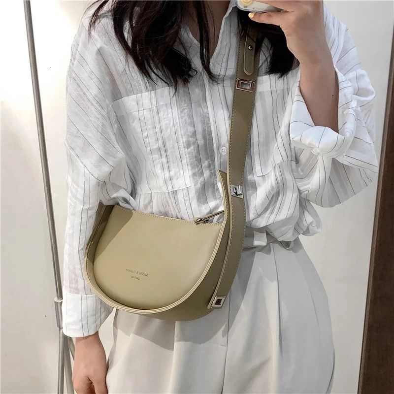 Semicircle Saddle Shoulder Crossbody Bags For Women Adjustable Wide Strap Girls Purses And Handbags 241017