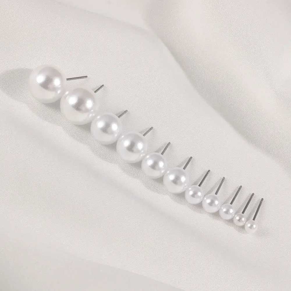 5 pairs of elegant pearl earrings Korean small round pearl earrings suitable for women simple wedding party jewelry 4/5/6/8/10/12mm W241023