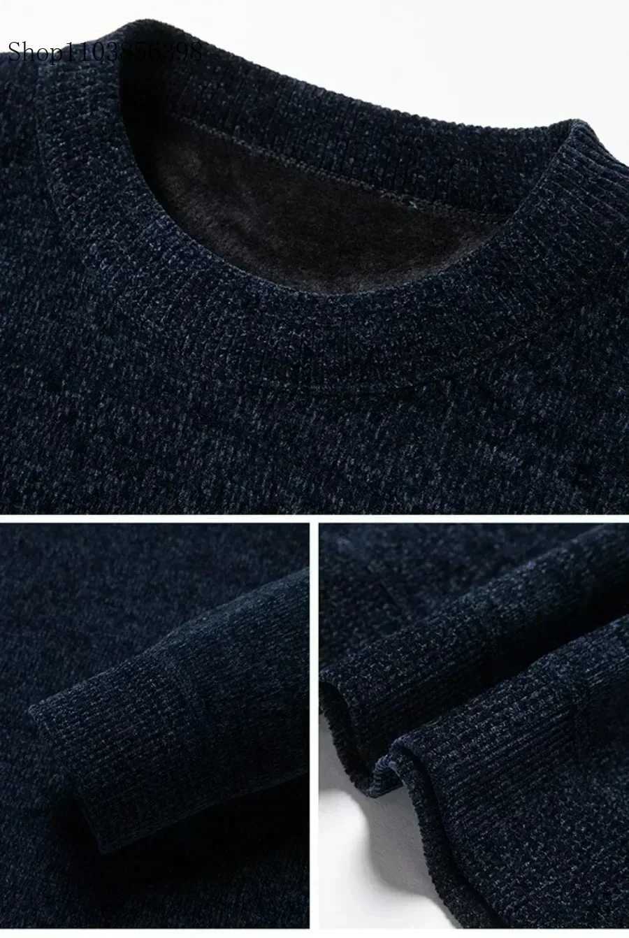 2024 New Mens Thickened Sweater Knitted Sweaters Men Solid Fleece Crew Neck Warm Casual Top Pullover Male Knitwear Oversize 4XL LX241024