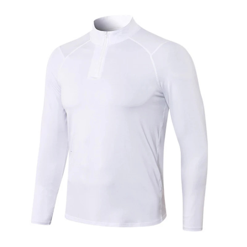 Mens long sleeved UPF 50T-shirt 1/4 zipper fishing and running Rush protective T-shirt mens fitness and leisure T-shirt 241024