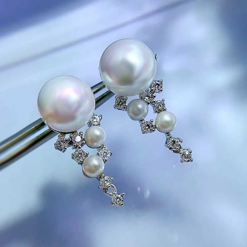 925 Silver 10mm Freshwater Pearl Stud Earrings Women Fine Anniversary JewelryX241023