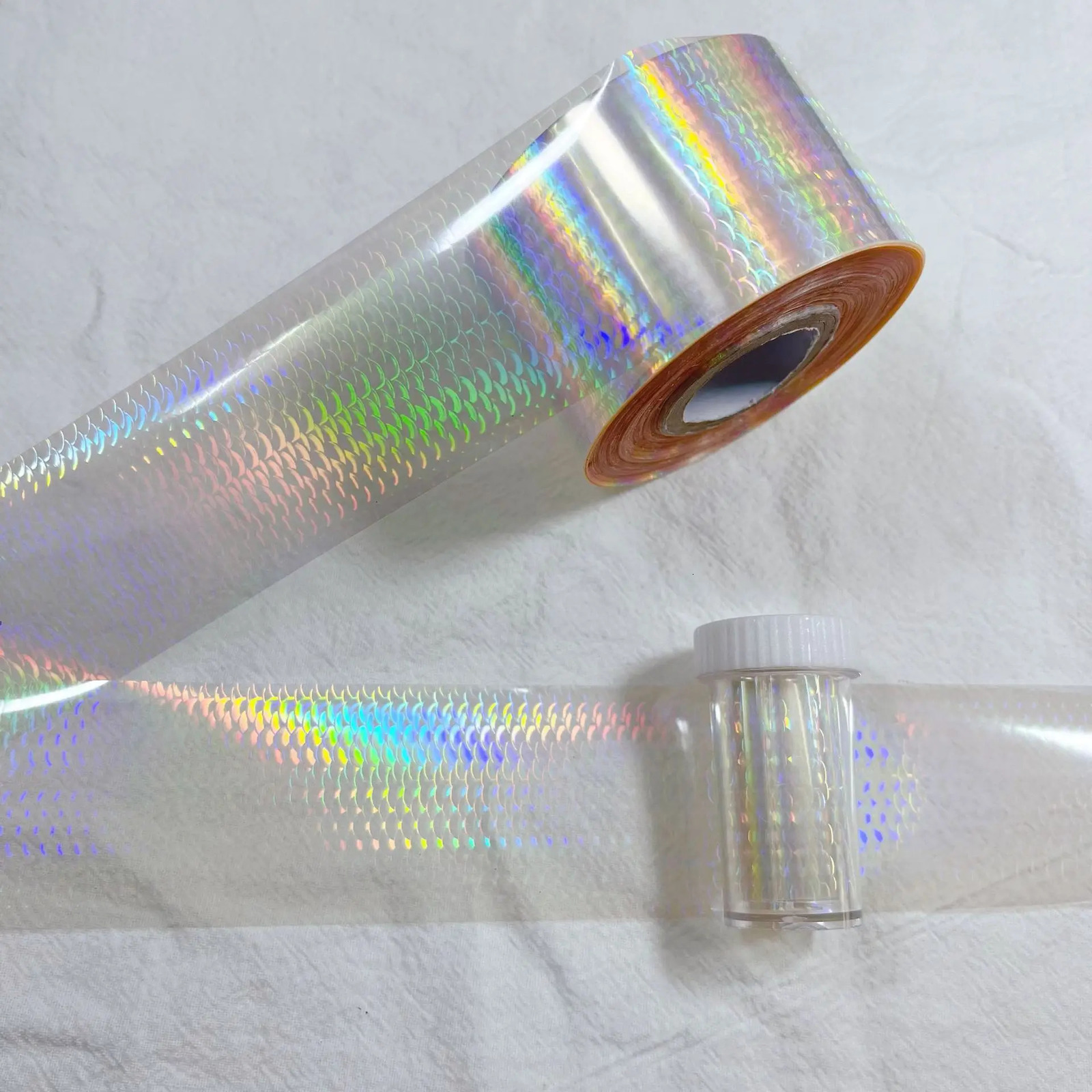120m transparent fish scale laser nail foil for metal transfer paper laser processing chameleon packaging gold nail decoration 241024