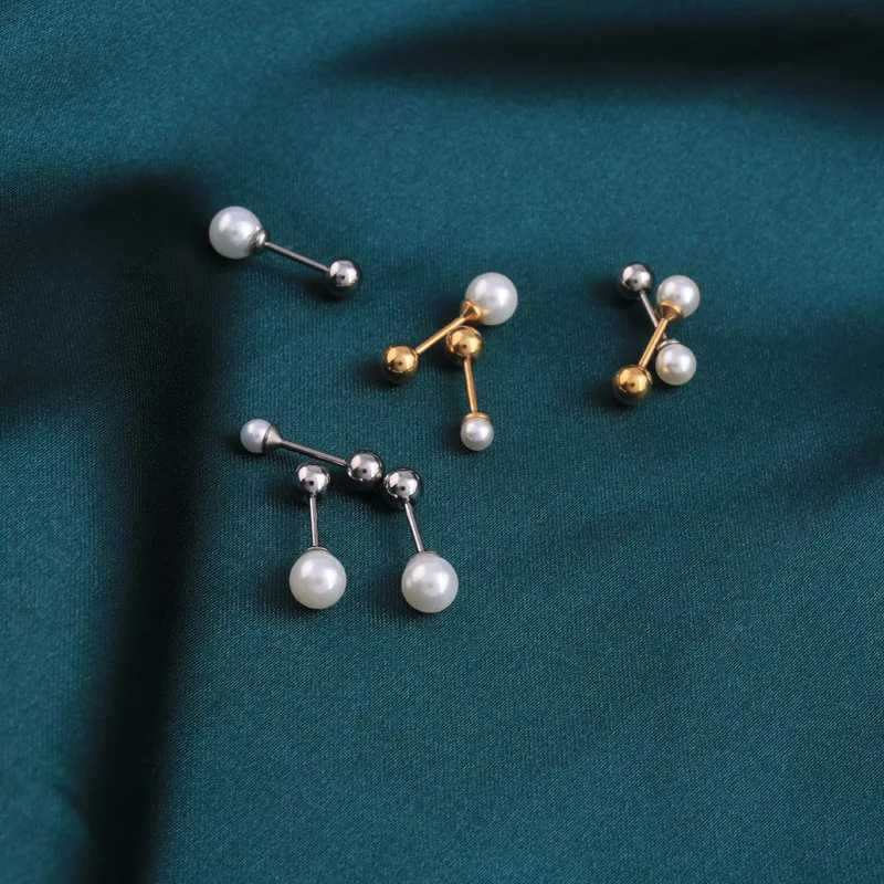 2PCS stainless steel pearl earrings suitable for women/men 3mm 4mm 5mm Tragus earrings W241023
