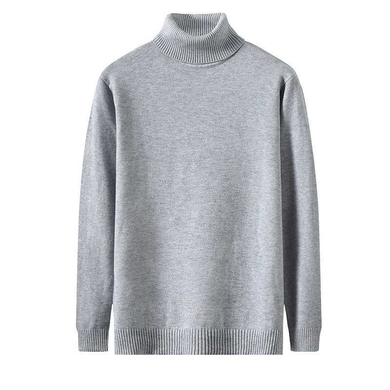 Autumn Winter Mens Turtleneck Sweater Casual Knitting Pullovers Solid White Black Knitwear Slim Long Sleeve Sweater Pullover LX241024