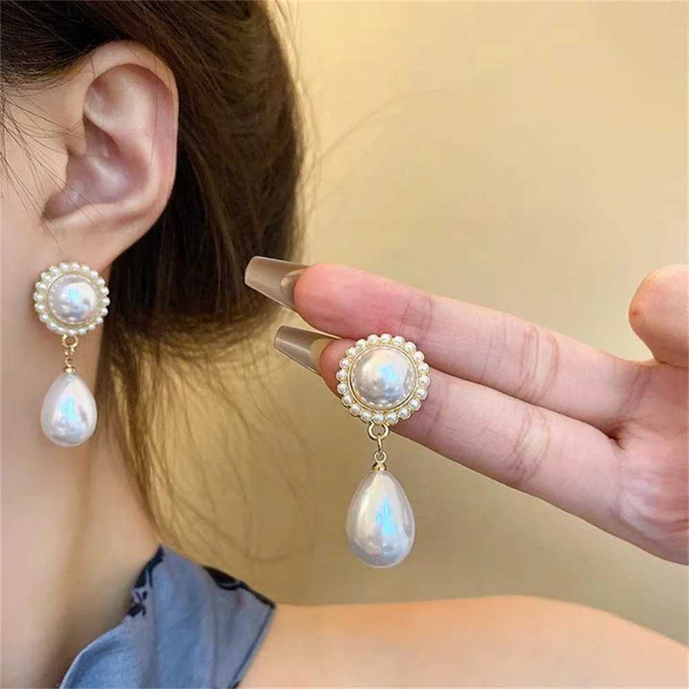 Water Drop Simulated Pearl Dangle Earrings for Women Fashion Ladies Ear Accessory Vintage Wedding Engagement Party JewelryX241023