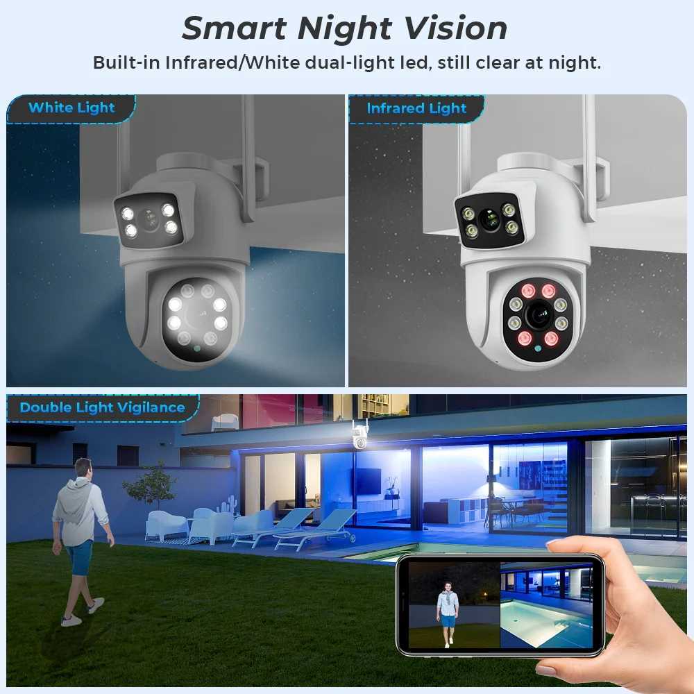 ZRHUNTER 8MP 4K PTZ IP Camera Dual-Lens Human Detect CCTV Security Camera Night Vision Outdoor Wifi Surveillance Camera ICsee Z241230