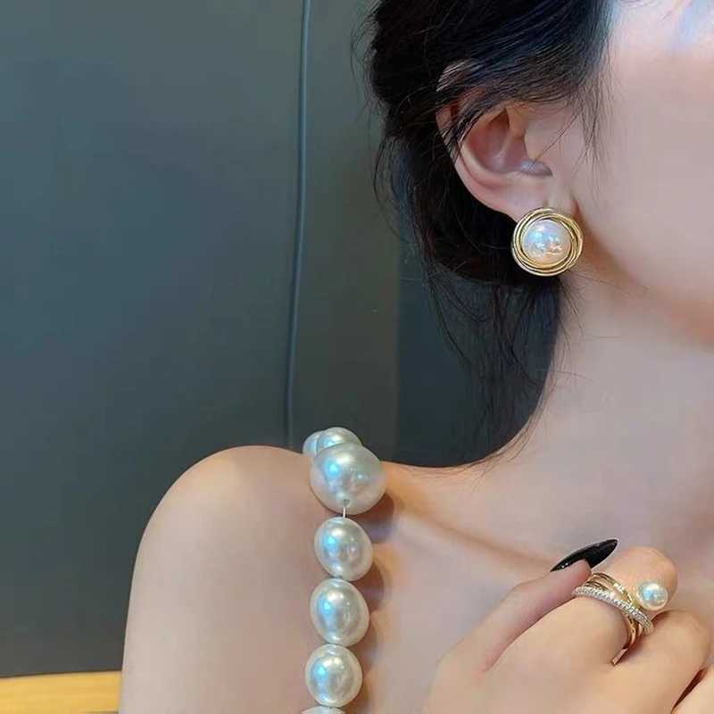 New Minimalist Retro Weave Imitation Pearl Stud Earring for Women Girls Party Jewelry Wedding Friend Birthday GiftX241023