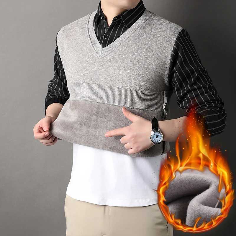 Male FLeece Pullover Mens Collar Sweater Autumn Winter Knitwear Stripe Sweaters Thick Warm KhAKi Korean Clothing LX241024