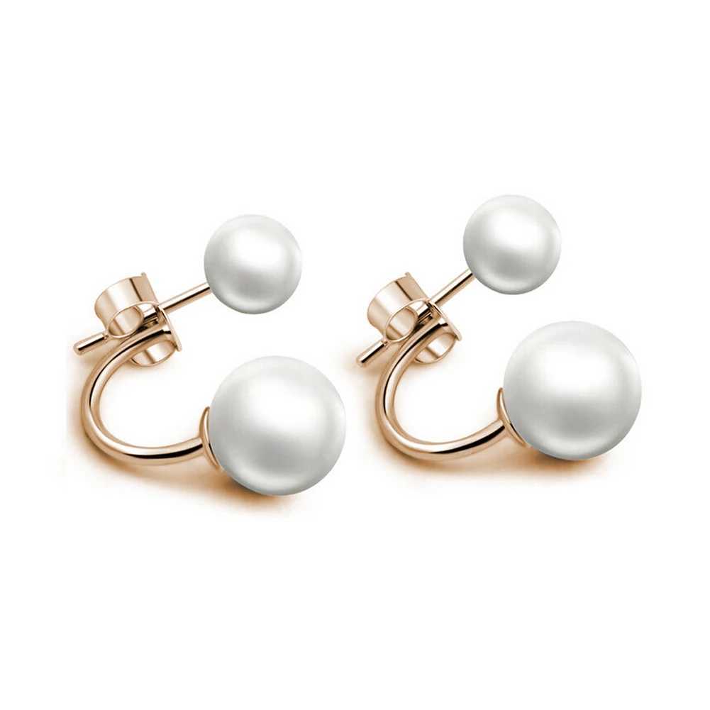Double sided earrings fashion jewelry La earrings simulated pearl earrings personalized earrings sales W241023