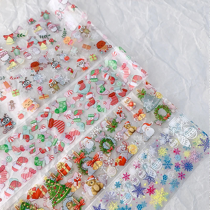 Christmas nail art transfer foil 30 rolls 4 * 100cm slider packaging Santa Claus handmade decoration DIY nail paper stickers 241024